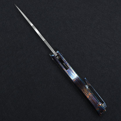 CH Cupra Frame Lock Flaming Ti （2.75'' Satin Damascus）