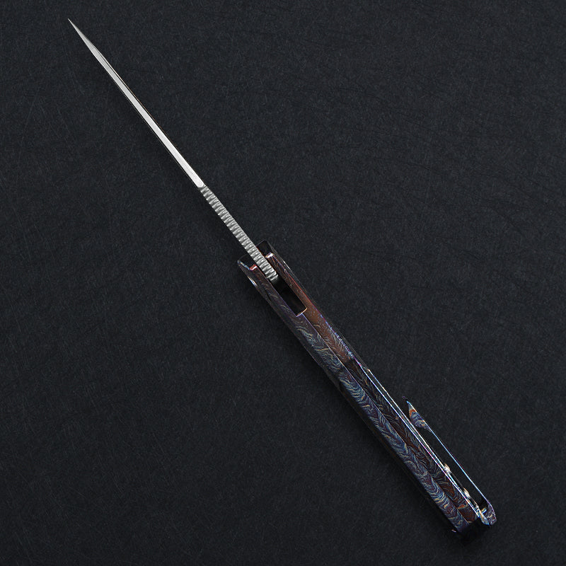 CH Wartex Frame Lock Flaming Ti （3.54'' Satin Damascus）