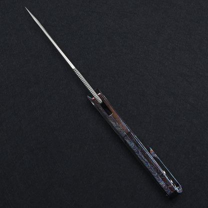 CH Wartex Frame Lock Flaming Ti （3.54'' Satin Damascus）