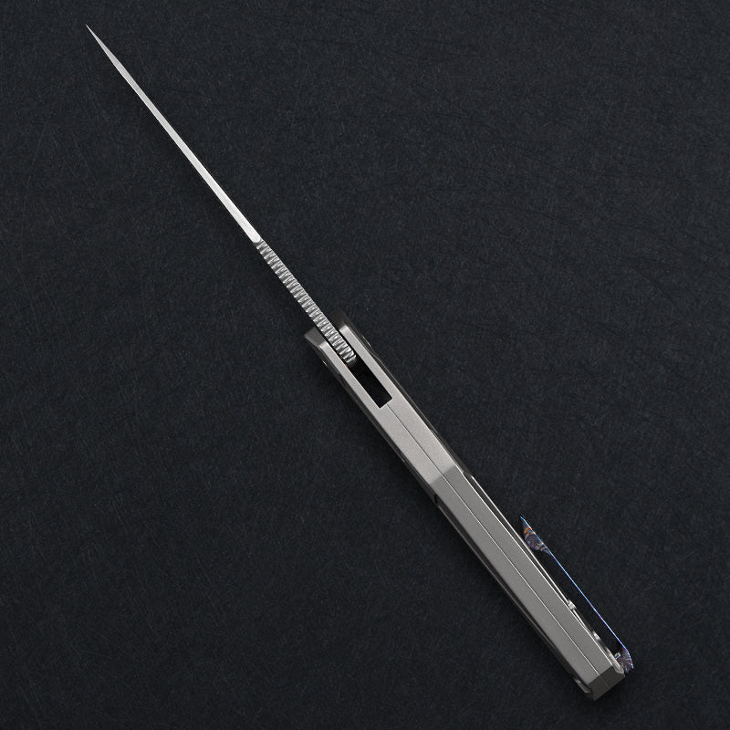 CH Wartex Frame Lock Sliver Ti （3.54'' Satin Damascus）