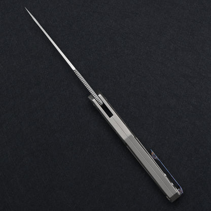 CH Wartex Frame Lock Sliver Ti （3.54'' Satin Damascus）