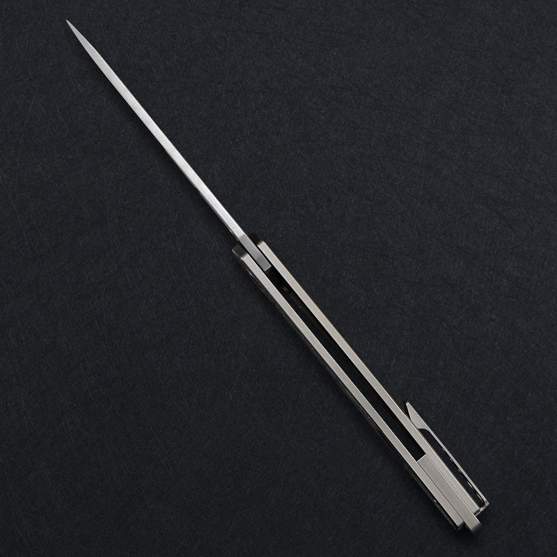 CH Blast Frame Lock Sliver Ti （3.75'' Satin Damascus）