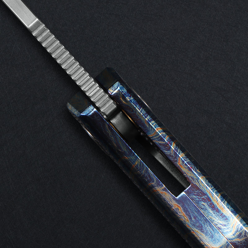 CH Cupra Frame Lock Flaming Ti （2.75'' Satin Damascus）