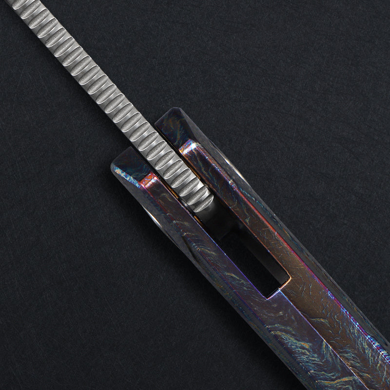 CH Wartex Frame Lock Flaming Ti （3.54'' Satin Damascus）