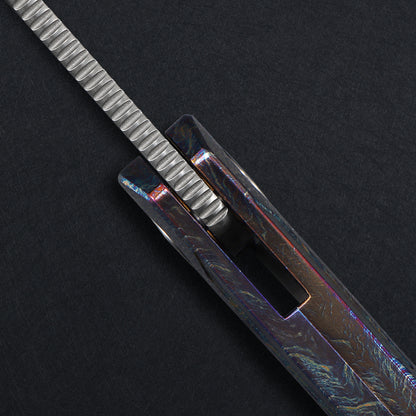CH Wartex Frame Lock Flaming Ti （3.54'' Satin Damascus）